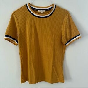 Ultra Flirt Mustard Yellow Short Sleeve Ringer Tee